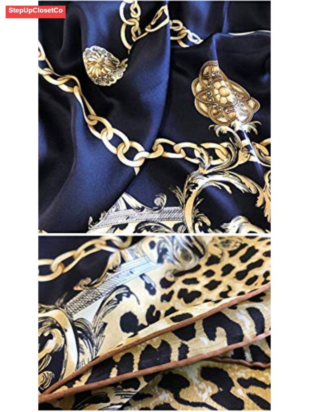 Silk Like Scarf Neck Scarves Women’s Large Square Satin Hair Scarf 35 x 35 - Picture 4 of 5